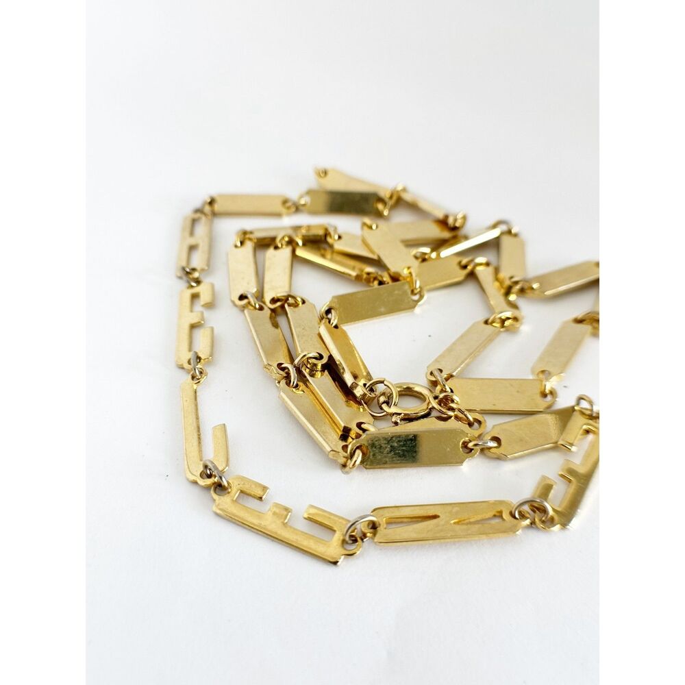 Vintage Link Necklace Gold Tone Metal Name HELENE 30" Length